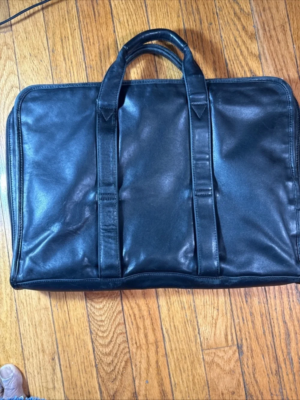 TUMI 9603D3 Leather 2-Way Briefcase Business Bag Black Slim Used